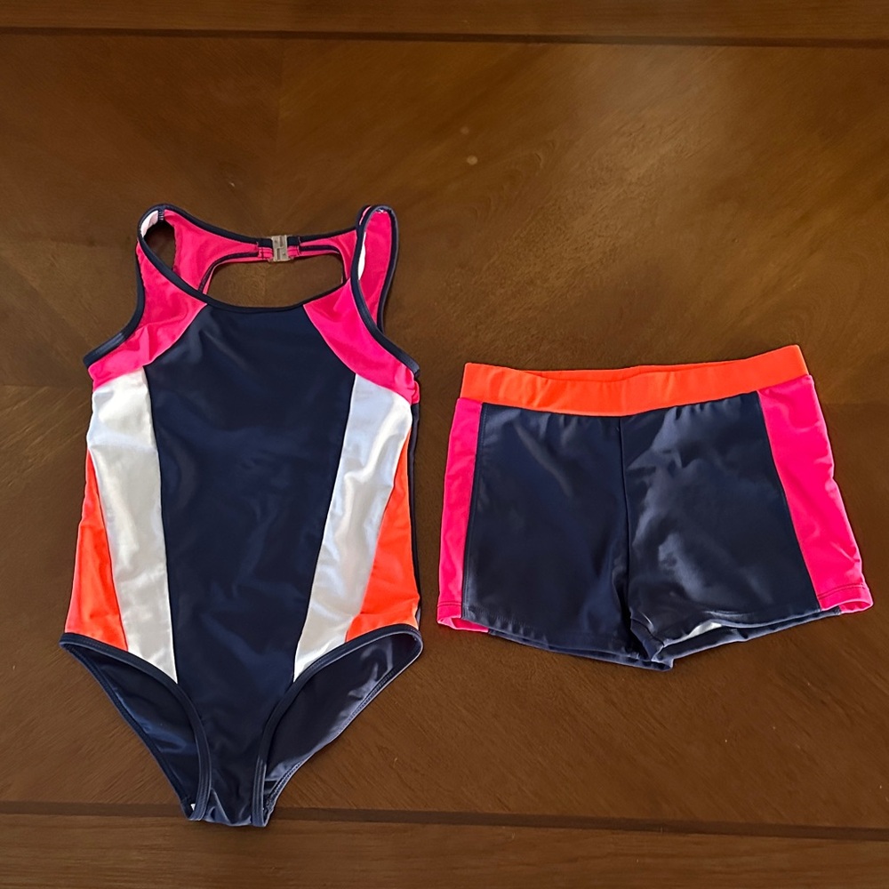 Joe Boxer Kids Swim One Piece - Navy, Pink, and Orange